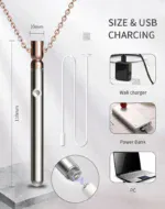 Stainless steel necklace vibrator with USB charging and 10 modes for adult pleasure.
