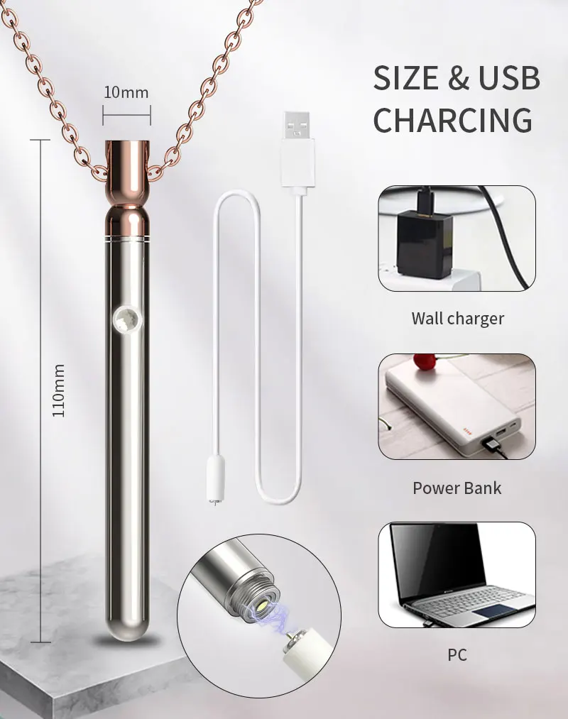 Vibratore per collana in acciaio inossidabile con 10 modalità, IPX6 Stainless Steel Necklace Vibrator with 10 Modes IPX6 4 19 Stainless Steel Necklace Vibrator with 10 Modes IPX6 4