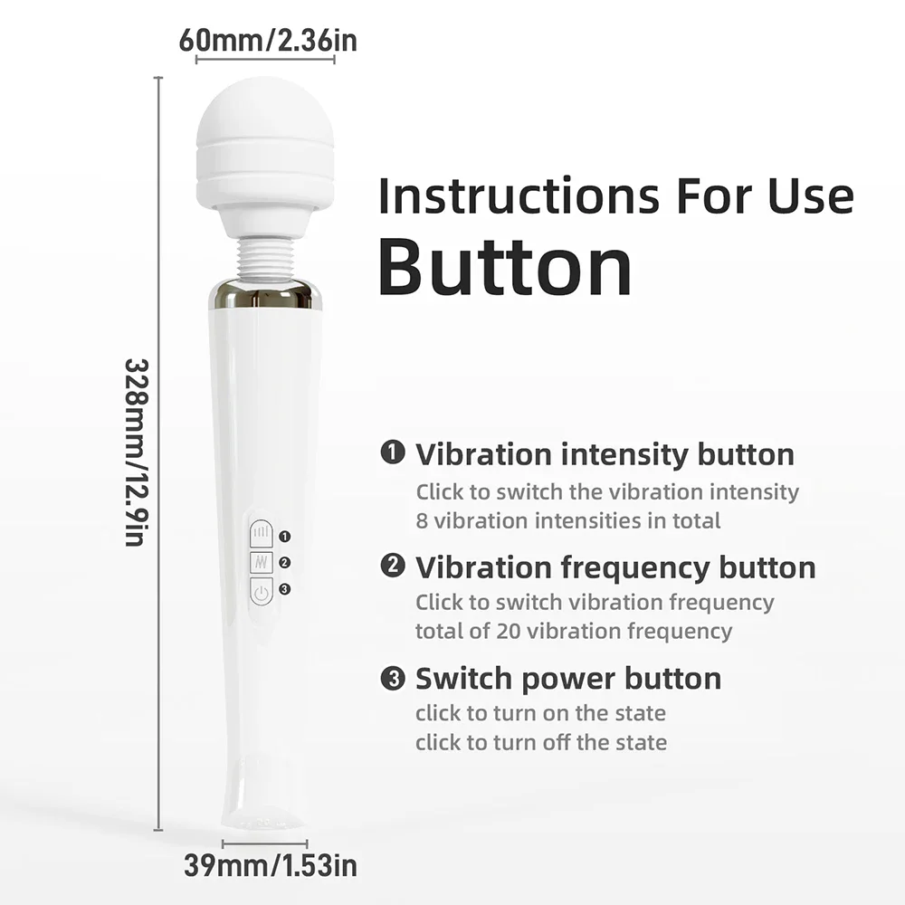 Full Size Wand Vibrator with 60mm Head, 20 Patterns Full Size Wand Vibrator with 60mm Head 20 Patterns 14 33 Full Size Wand Vibrator with 60mm Head 20 Patterns 14