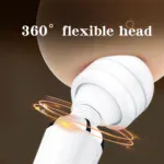 White wand vibrator with 360° flexible head for versatile pleasure.