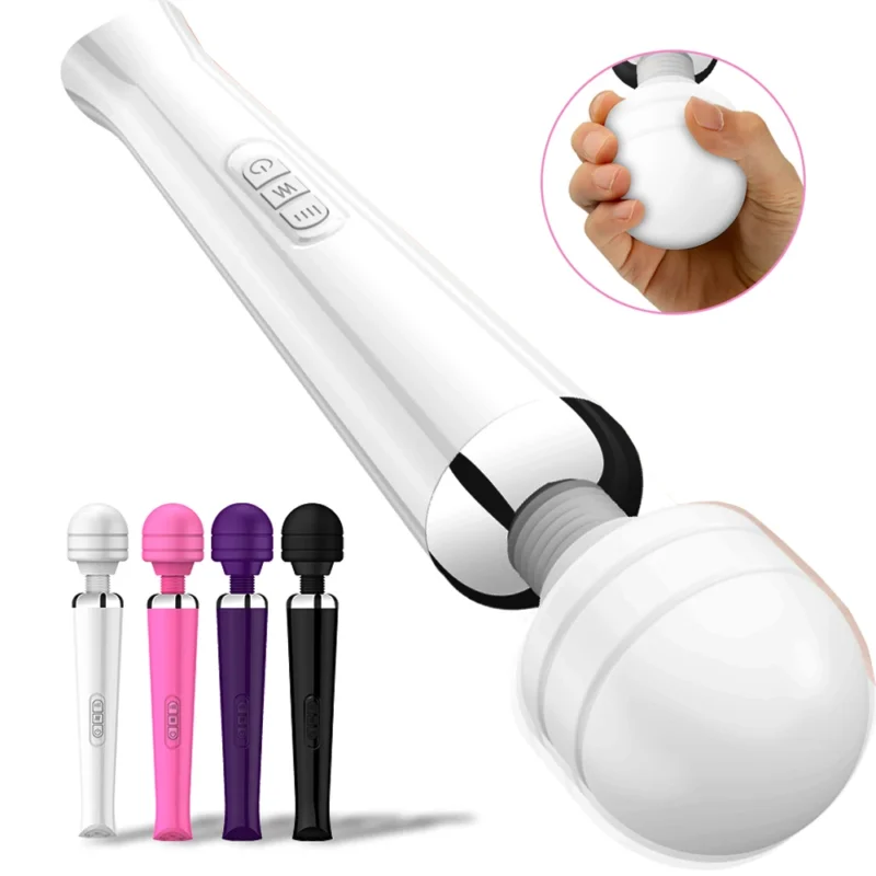 Full Size Wand Vibrator with 60mm Head, 20 Patterns Full size wand vibrator with 60mm head and multiple attachments for versatile pleasure.