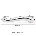 Weighted stainless steel curved dual-end wand for adult pleasure.