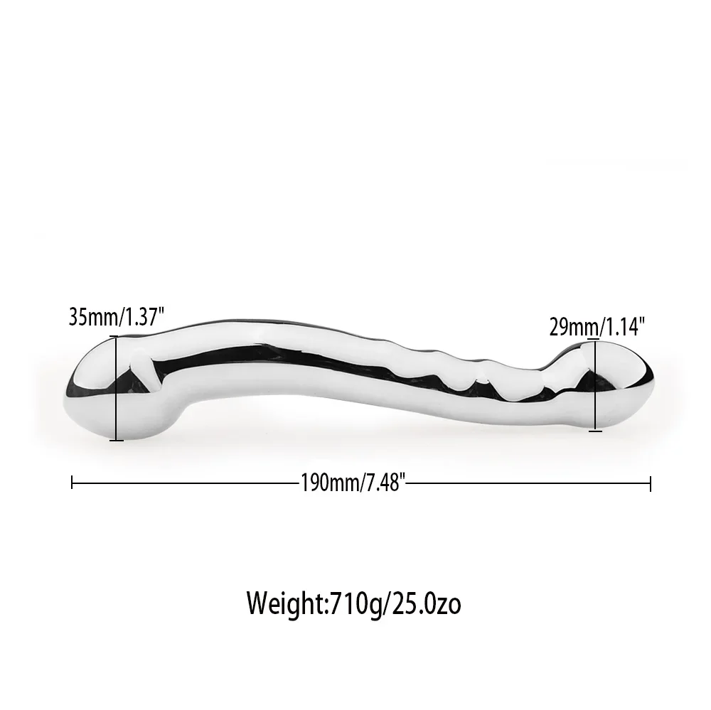 Weighted Stainless Steel Dildo, Curved Dual-End Wand Weighted Stainless Steel Dildo Curved Dual End Wand 8 31 Weighted Stainless Steel Dildo Curved Dual End Wand 8