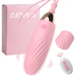 Pink wireless remote control love egg vibrator with loop cord and remote.
