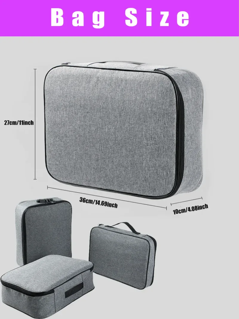 Gray sex toy storage bag with organizer pockets and handle for discreet storage.