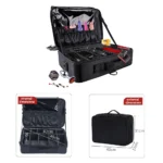 Sex toy storage bag with organiser pockets and handle for discreet storage.