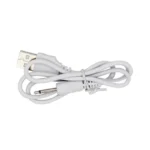 White USB vibrator charger cable with round charging plug for MK sex toys.