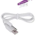 Cable cargador de vibrador USB blanco con enchufe de carga redondo