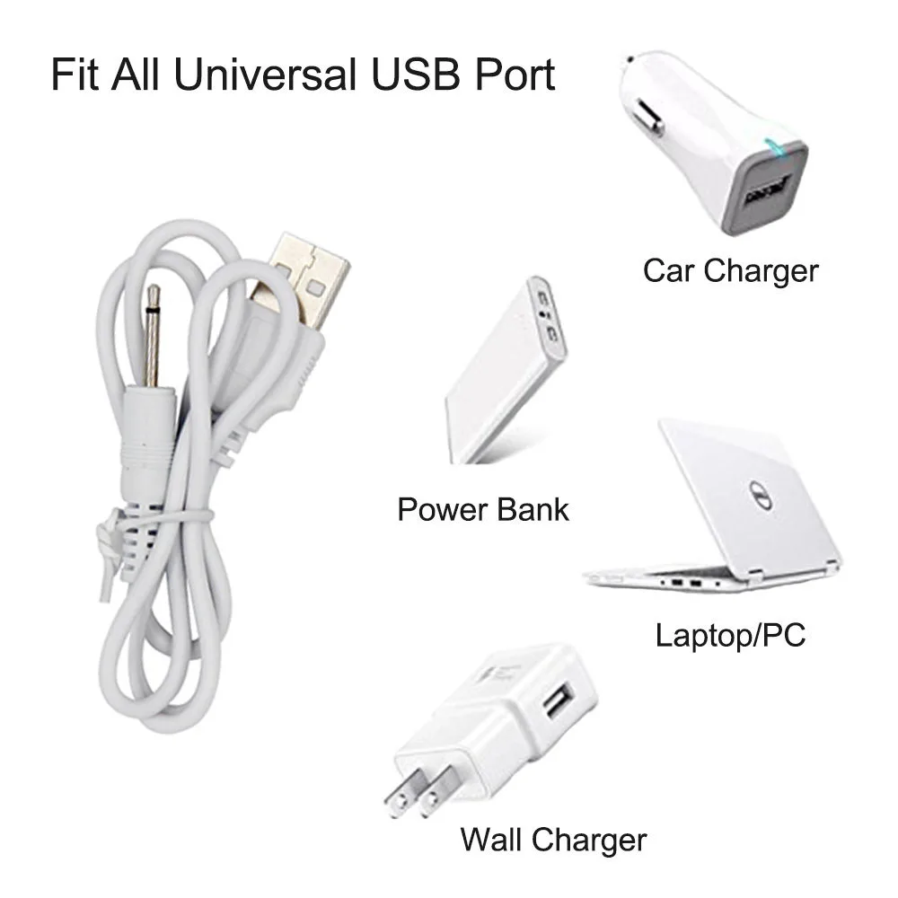 Cable Cargador Vibrador USB Blanco con Enchufe de Carga Redondo Cable Cargador Vibrador USB Blanco con Enchufe de Carga Redondo 6 4ug 6 4 White USB Vibrator Charger Cable with Round Charging Plug 6